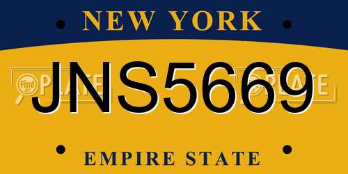 JNS5669 New York License Plate
