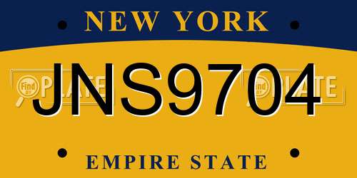 JNS9704 New York License Plate