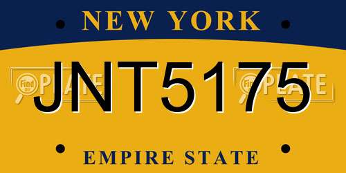 JNT5175 New York License Plate
