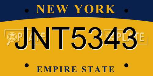 JNT5343 New York License Plate