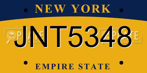 JNT5348 New York License Plate