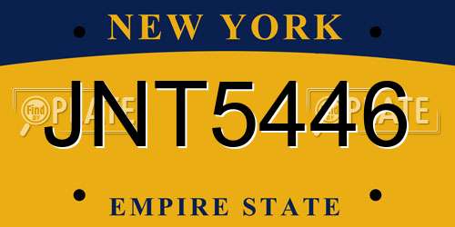 JNT5446 New York License Plate