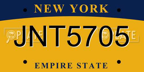 JNT5705 New York License Plate