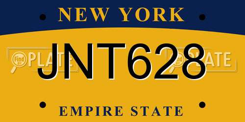 JNT628 New York License Plate