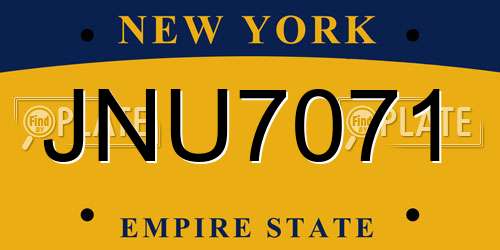 JNU7071 New York License Plate
