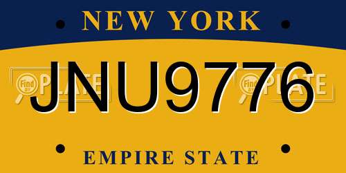 JNU9776 New York License Plate