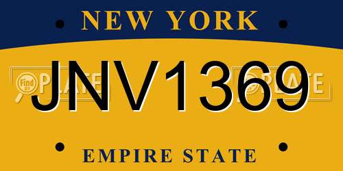 JNV1369 New York License Plate
