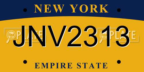 JNV2313 New York License Plate