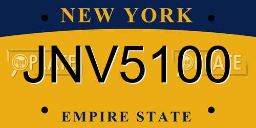 JNV5100 New York License Plate