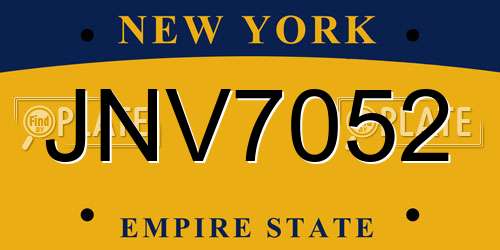 JNV7052 New York License Plate