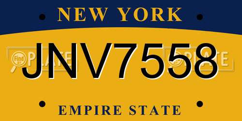JNV7558 New York License Plate