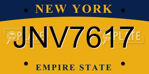 JNV7617 New York License Plate