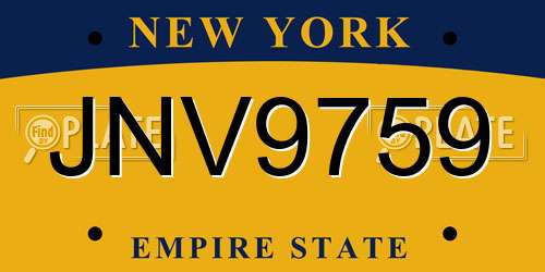 JNV9759 New York License Plate