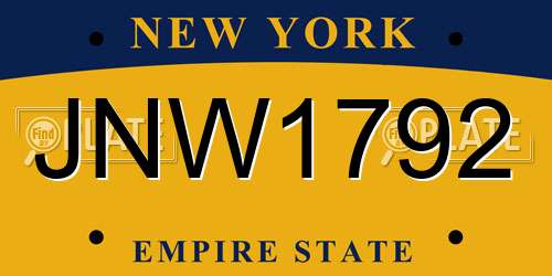 JNW1792 New York License Plate