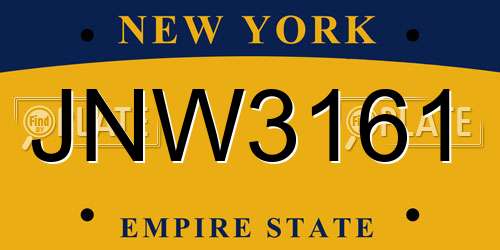 JNW3161 New York License Plate