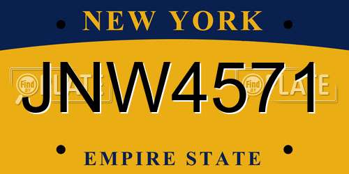 JNW4571 New York License Plate