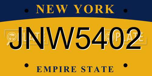 JNW5402 New York License Plate