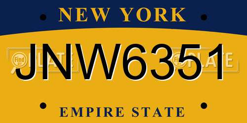 JNW6351 New York License Plate