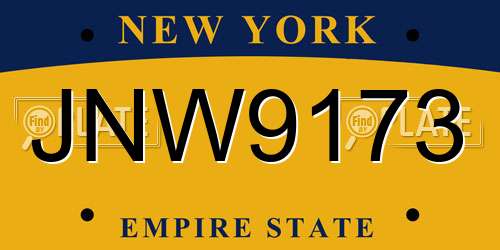 JNW9173 New York License Plate