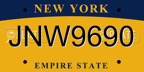 JNW9690 New York License Plate