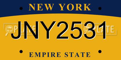 JNY2531 New York License Plate