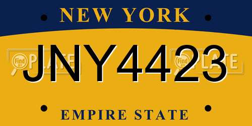 JNY4423 New York License Plate