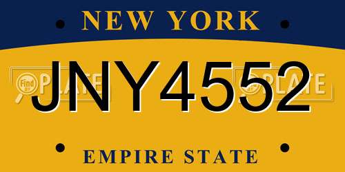 JNY4552 New York License Plate
