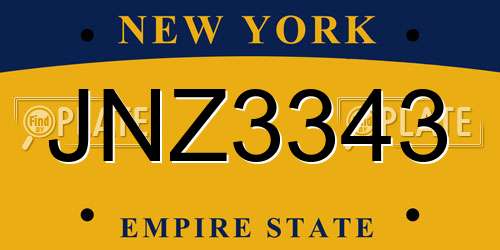 JNZ3343 New York License Plate