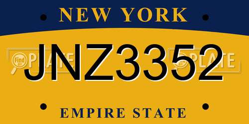 JNZ3352 New York License Plate