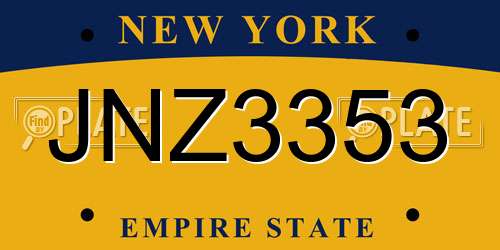 JNZ3353 New York License Plate