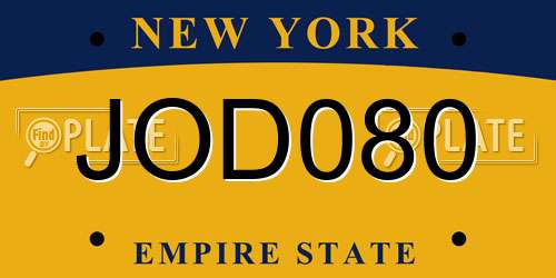 JOD080 New York License Plate