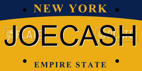 JOECASH New York License Plate