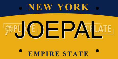 JOEPAL New York License Plate