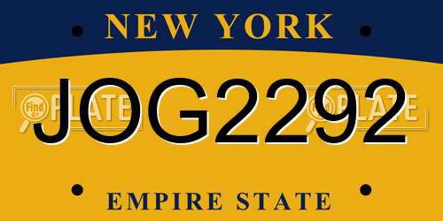 JOG2292 New York License Plate