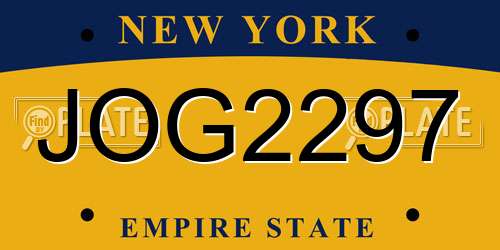 JOG2297 New York License Plate
