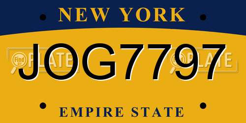 JOG7797 New York License Plate