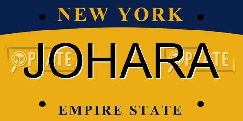 JOHARA New York License Plate
