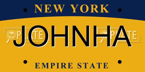 JOHNHA New York License Plate