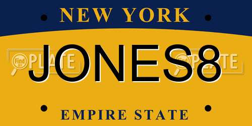 JONES8 New York License Plate