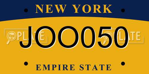 JOO050 New York License Plate