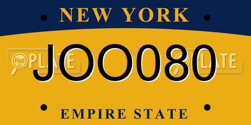 JOO080 New York License Plate