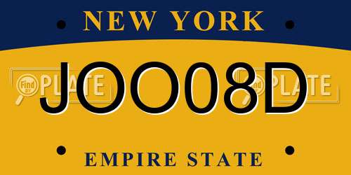 JOO08D New York License Plate