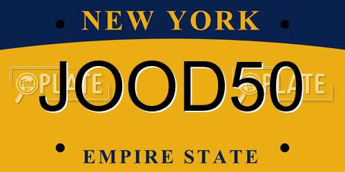 JOOD50 New York License Plate