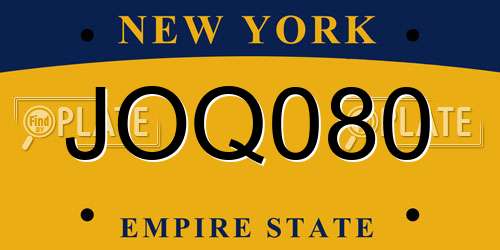 JOQ080 New York License Plate