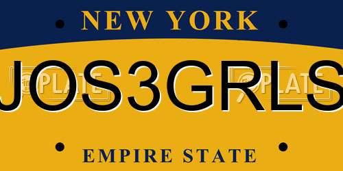 JOS3GRLS New York License Plate