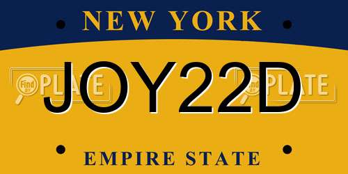 JOY22D New York License Plate
