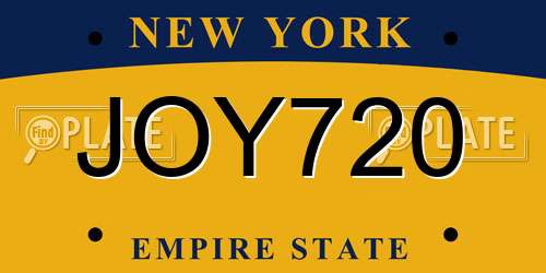 JOY720 New York License Plate