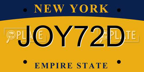 JOY72D New York License Plate
