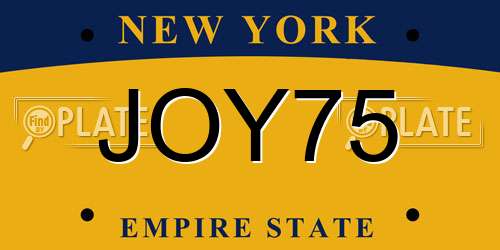JOY75 New York License Plate