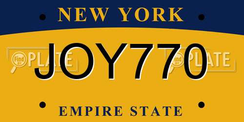 JOY770 New York License Plate